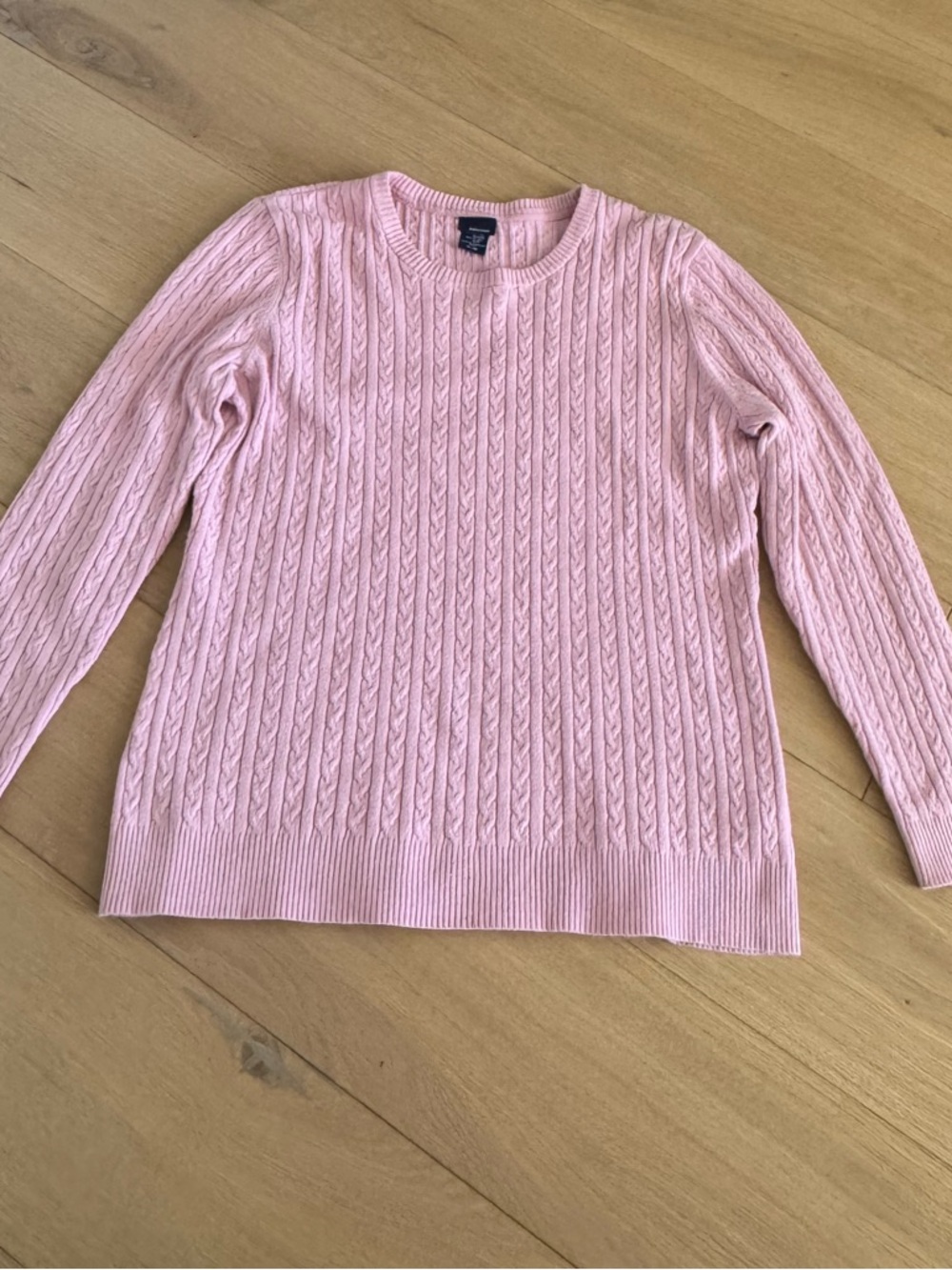 Light Pink Cable Knit Crewneck Sweater XLarge